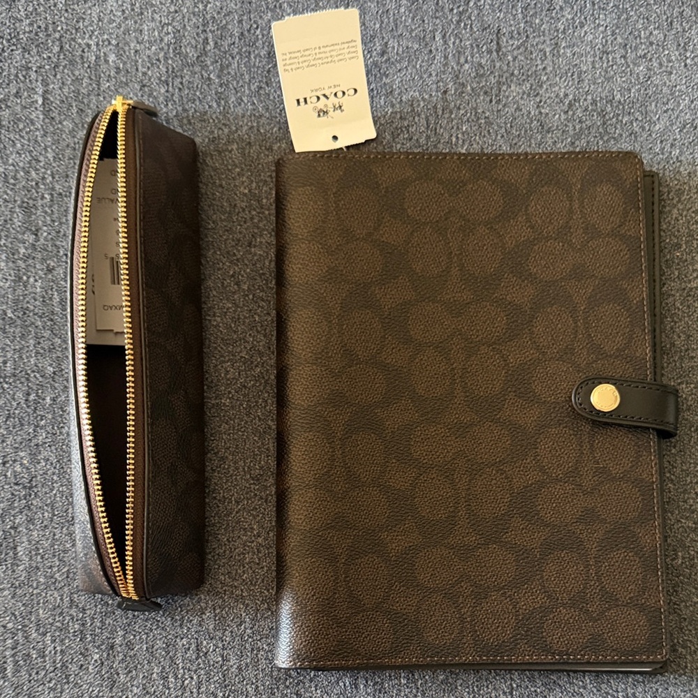 Coach Brown Signature Notebook and Pouch
